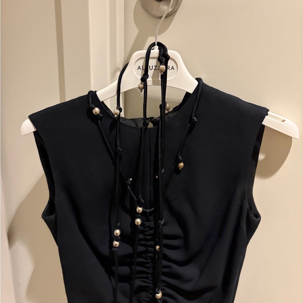 Altuzarra Black Sleeveless Top with Beaded Detail